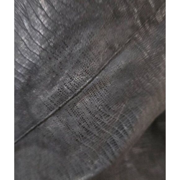 Hamnett Black Faux Leather Cropped Jacket W Zipper Details Textured Pattern VTG - Picture 6 of 15